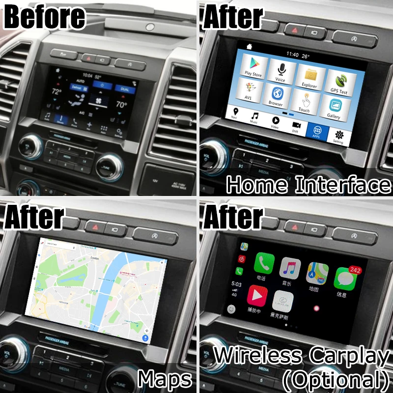 Андроид/carplay интерфейсный блок для Ford F-150 беспроводной carplay видео интерфейс