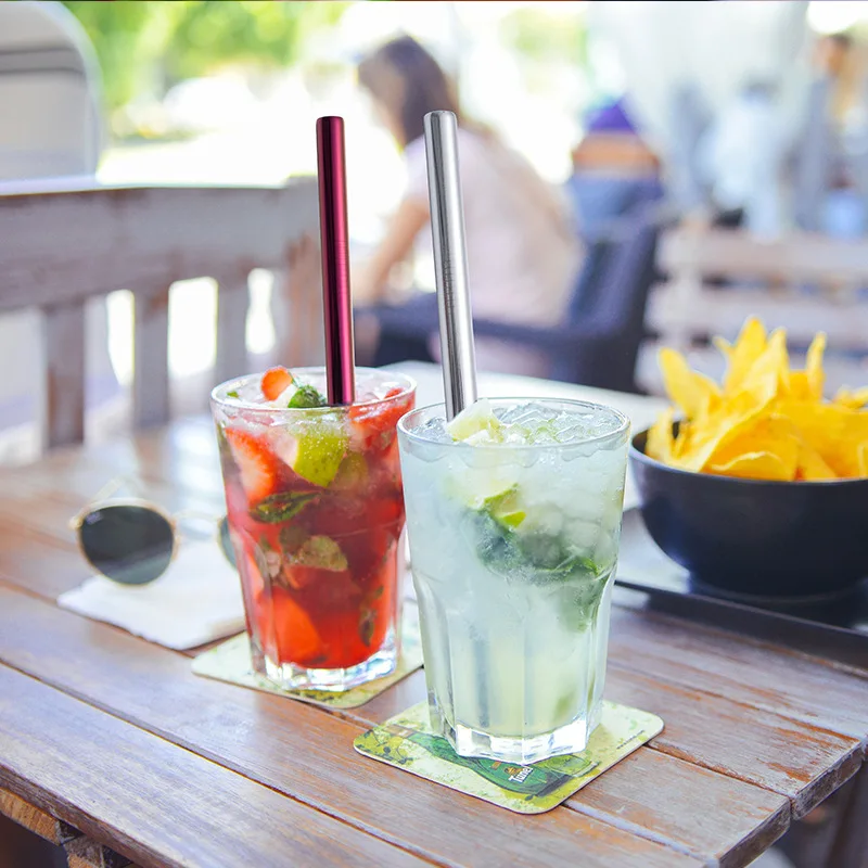 

Reusable 304 Stainless Steel Straw With Case Cleaning Brush 12mm Caliber Multicolor Straw For Party Bar Drinking Supplies