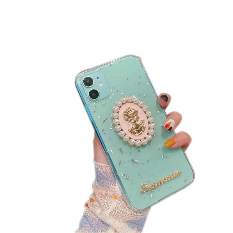

Transparent pearl drip phone case is suitable for iPhone11 12Pro Max mini X XR XS XSMax 8 7PluS anti-drop protective back cover