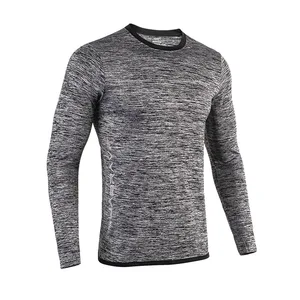 Демисезонный для мужчин с длинным рукавом Повседневные обтягивающие футболки брюки для занятий спортом, топы дышащая быстросохнущая фитнес спортивной футболки S-2XL