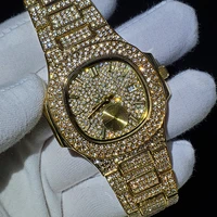 hiphop missfox iced out watch men luxury brand full diamond mens watches aaa quartz mens watch waterproof hip hop male clock