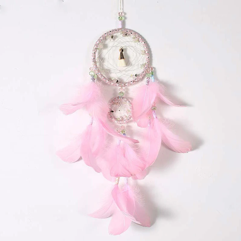 Настенный Ловец снов розовый и мятный в стиле бохо домашний декор подарок