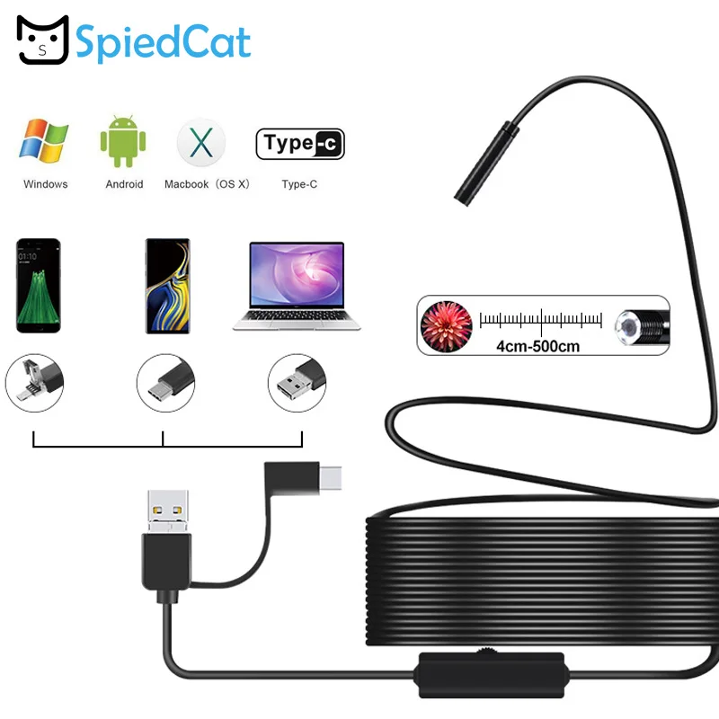 Бороскоп 5 мм мини объектив СВЕТОДИОДНЫЙ осмотров Android 3 в 1 эндоскоп камера мягкий