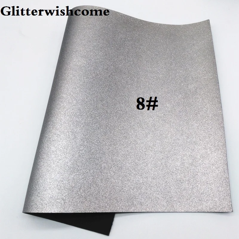 8 Glitterwishcome 30X134CM Mini Roll Sparkle Synthetic Leather, Metallic Leather, Faux PU Leather fabric Vinyl for Bows, GM051 - Цвет: 8