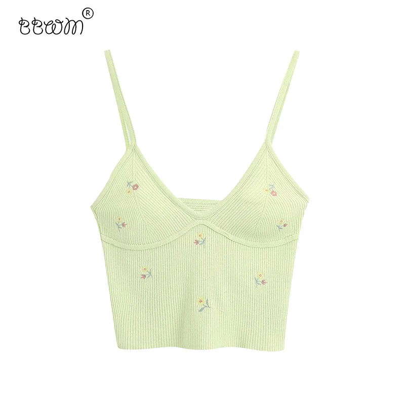 Женские вязаные блузки с цветочной вышивкой винтажные рубашки на бретельках