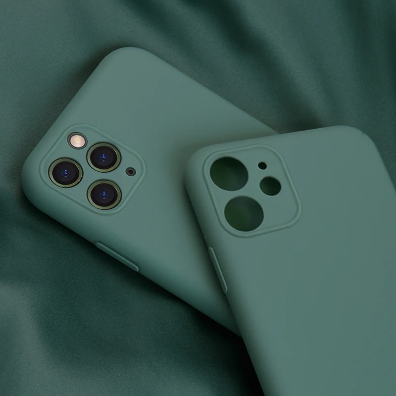 Чехол с тонкими отверстиями для Apple iPhone XS 11 Pro Max XR SE2020 темно-зеленый Мягкий