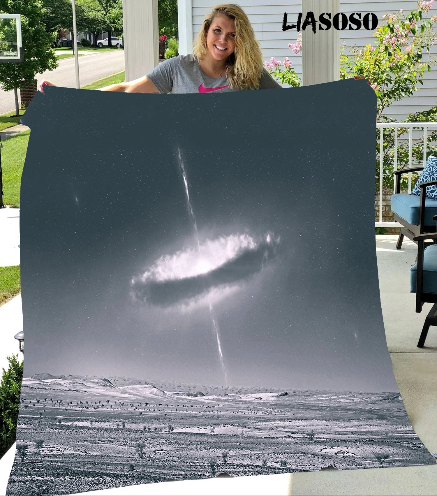 

LIASOSO 3D Printing Sofa Bedding Warm Exploration Universe Pattern Office Harajuku Plush Blanket Bedspread Soft Travel