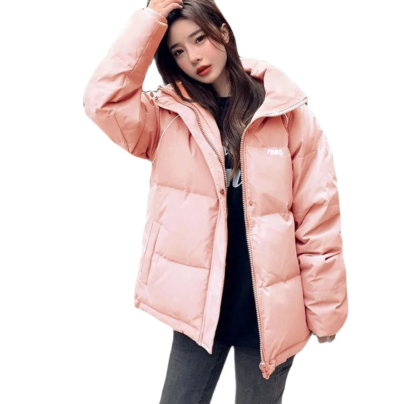 

2021 New Winter Warm Short Down Cotton Jacket Women's Students Korean Loose Bread Cotton Coat Casual Hooded Parka Overcoat Black
