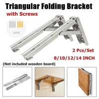 2pcs triangle folding angle bracket thickened wall mounted bench bearing shelf space saving diy heavy duty foldable support rack