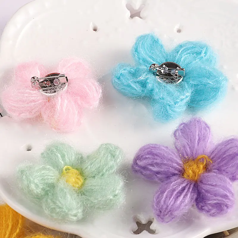 1 шт. ручная работа элегантная мохеровая плюшевая пушистая нить Цветочная Брошь