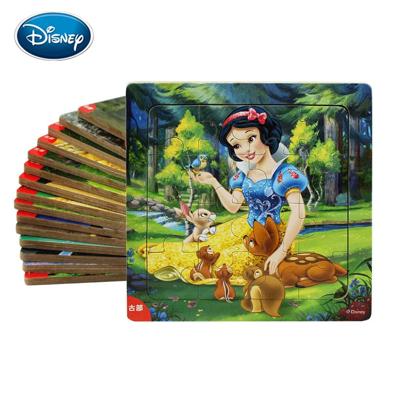 Disney 9 шт/16 шт Белоснежка/София/Микки Минни/замороженная Романтика деревянная коробка головоломка 2-3-4-5 лет детская головоломка