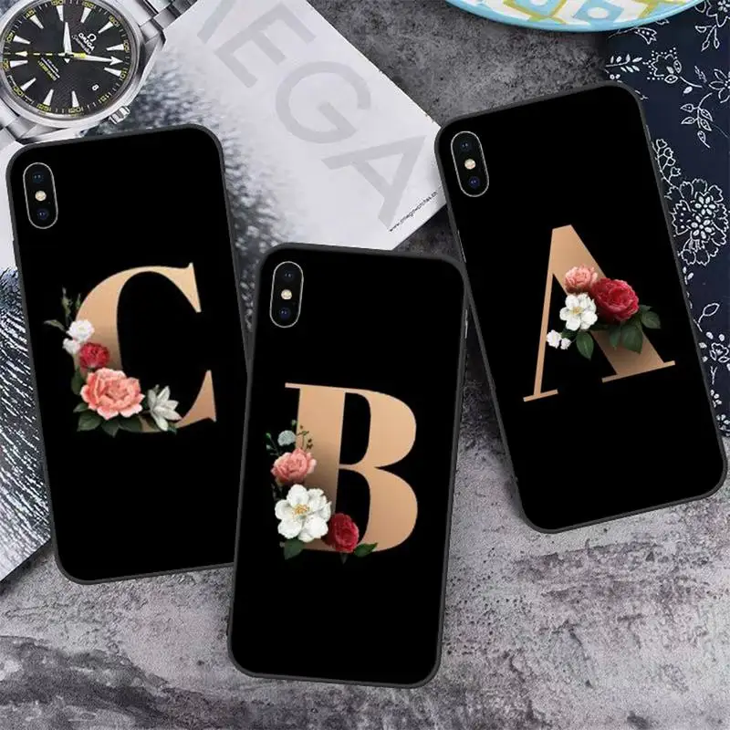 

Lovebay Customized Initial Letter Phone Case for iPhone 11 12 13 pro XS MAX 8 7 6 6S Plus X 5S SE 2020 XR mini