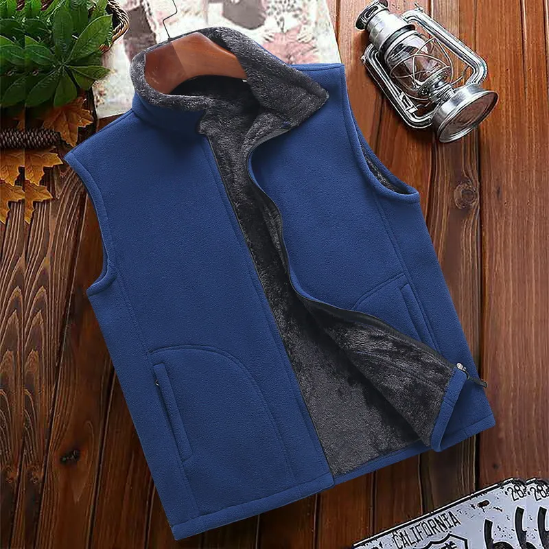 

2022 Men's Autumn Polar Fleece Waistcoat Teenagers Outdoor Sports Double-Sided Velvet Thermal Vest