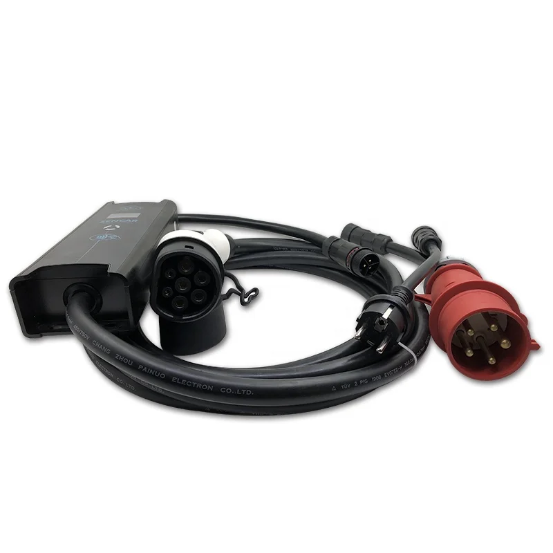 

5 pin CEE adapter charger 32A EVSE Zencar brand type 2 portable charger with change-over adapter