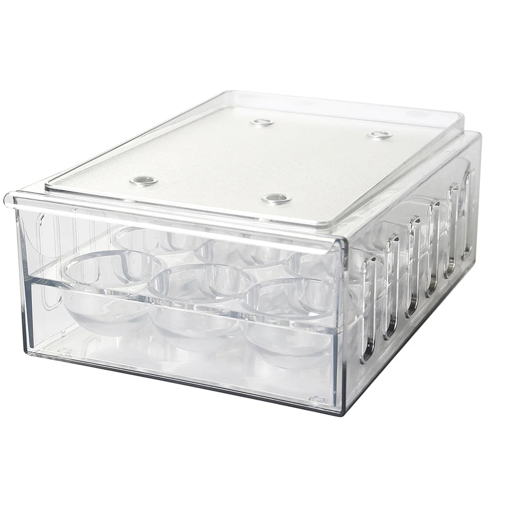 

Egg Storage Tray Fridge Egg Holder Drawer Container Box Organizer Transparent Plastic 12 Holes With Lid Kitchen Supplies