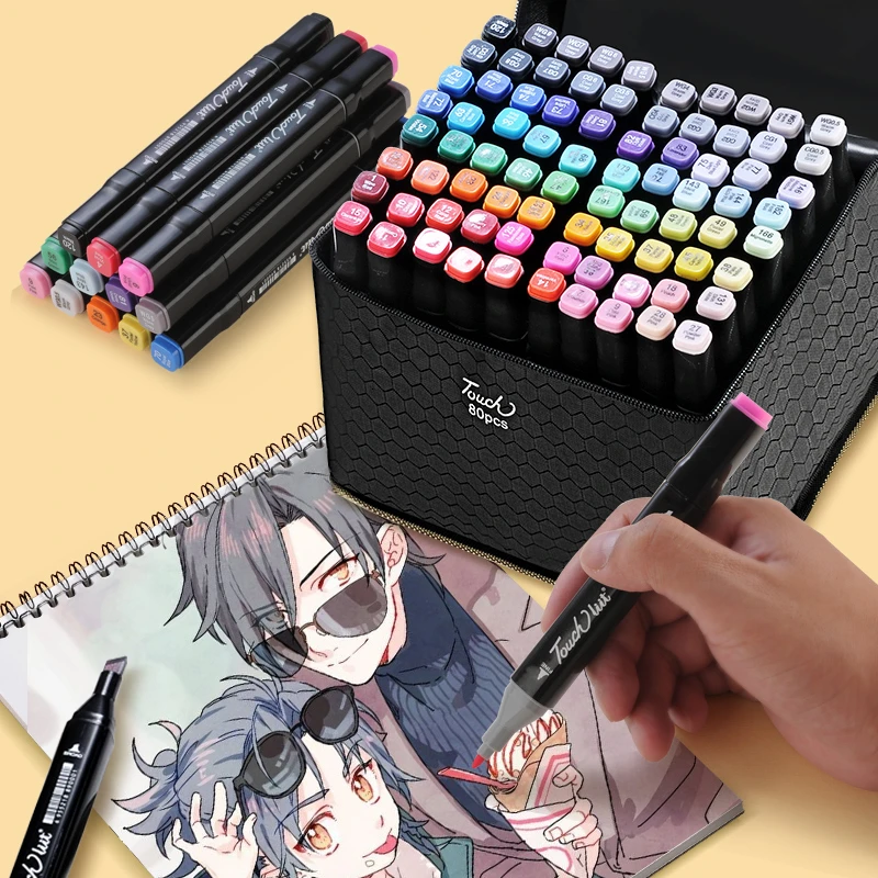 Manga Drawing Markers Pen Alcohol Based Sketch Oily Dual Brush Pen Art Supplies