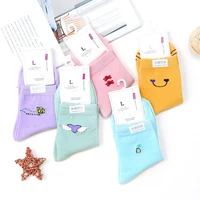 five pairs warm and breathable colorful mid calf length female cotton socks