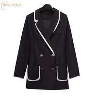plus size office lady womens autumn new fat double breasted lapel fashion slim fit all match blazer fall stylish tops outerwear