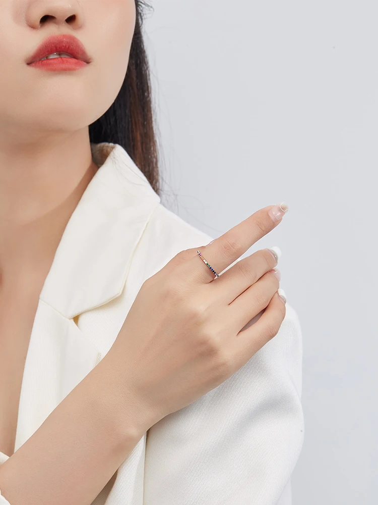 LEKANI Радуга Цвет палец серебряные кольца для женщин и девочек гостей на свадьбе