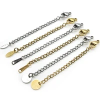 10pcslot 316 stainless steel extended extension tail chain for bracelet necklace lobster clasps connector diy jewelry making