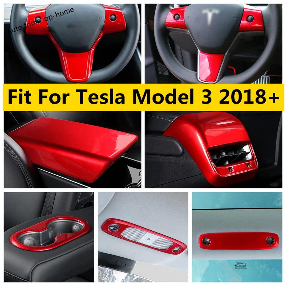 

Аксессуары для Tesla Model 3 2018 - 2021 светильник ПА для чтения, чашка для воды, Вентиляционная решетка переменного тока, подлокотник, крышка рулевого колеса, отделка