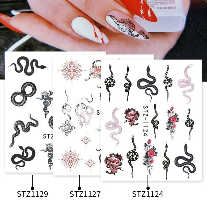 

4/1Pc Abstract Human Face Stickers for Nails Angel Baby Dragon Snake Design Water Transfer Sliders Manicure Decor