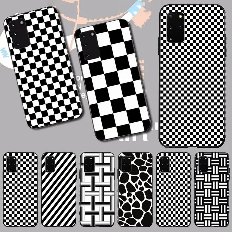 Мягкий резиновый Чехол CUTEWANAN в черно-белую клетку из ТПУ для телефона Samsung S20 plus Ultra