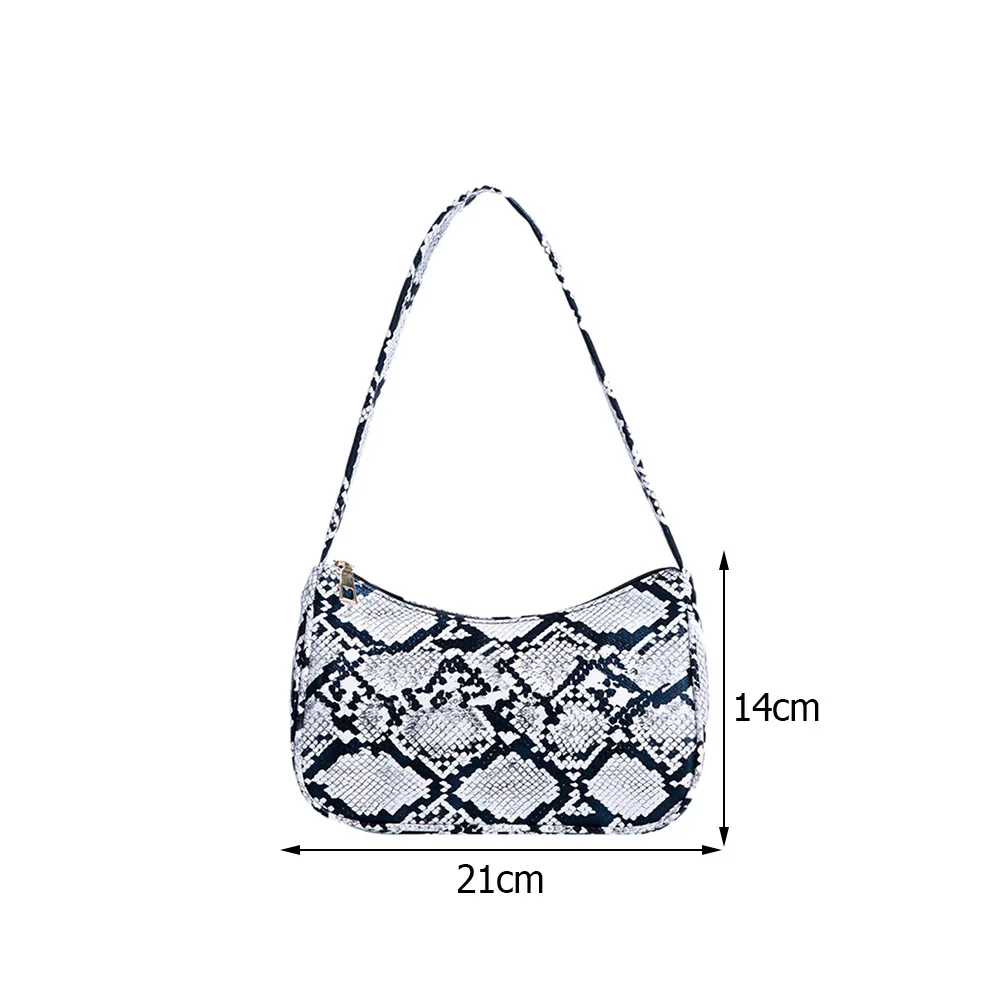 

Vintage Women Snake Pattern Printing PU Leather Shoulder Underarm Bag Casual Small Handbag Purse Feamle Shoulder Bag Dropship