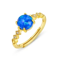 ly 925 sterling silver aaaaa cubic zircon synthetic opal 9k gold korean style original finger ring for women fine jewelry
