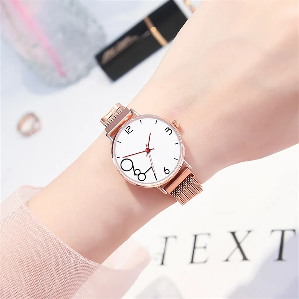 Women's Magnet Buckle Mesh Belt Watches Quartz Analog Round Wrist Watch wrist watch women bracelet часы женские | Наручные