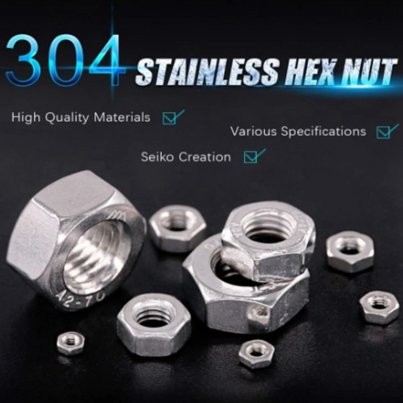 

150Pcs 304 Stainless Steel Lock Nut Assortment Kit & 310 Pcs Metric 304 Stainless Steel 9 Sizes Hex Nuts Assortment Kit