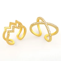 funmode fashion birthday party hip hop adjustable rings gold color couple rings wholesale fr43