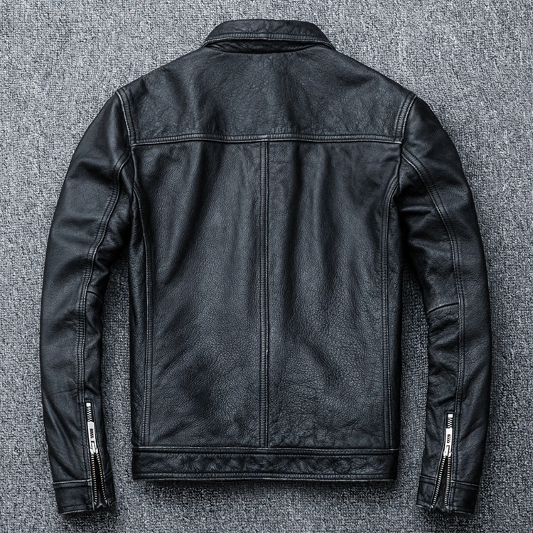 AMEKAJI head layer cowhide retro stone mill do old leather leather motorcycle leather jackets men brief paragraph