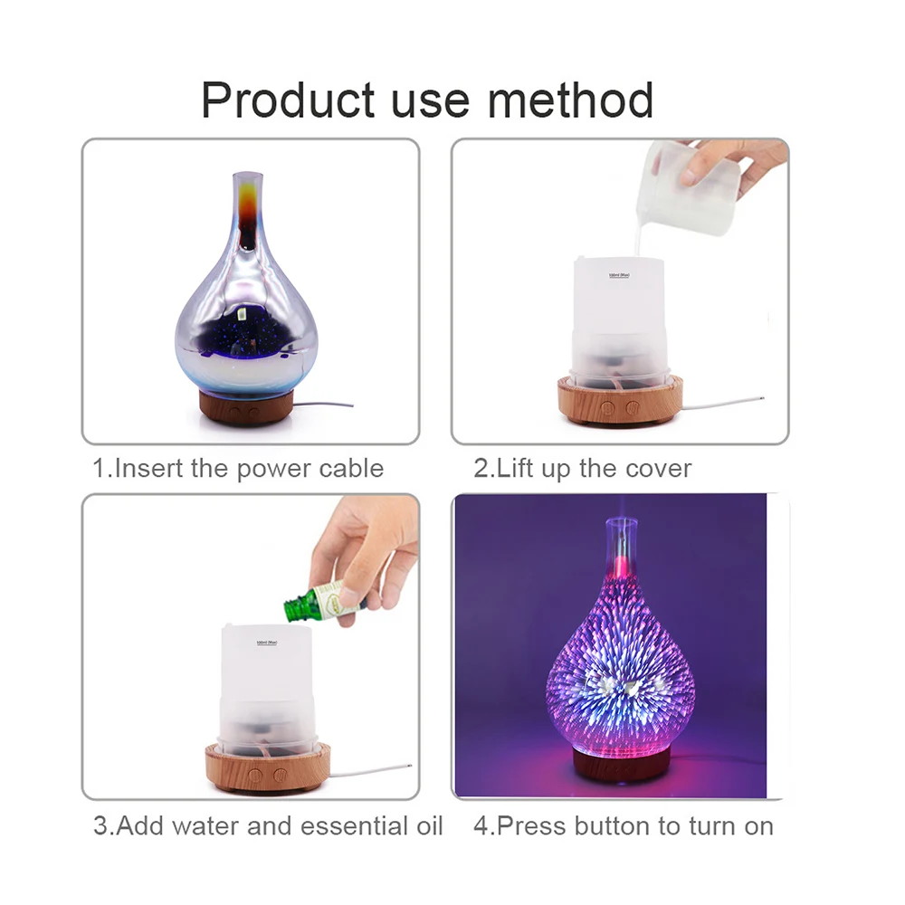 

New Aromatherapy Machine Firework Glass Essential Oil Aroma Diffuser Ultrasonic Humidifier Ace Essential Oil Diffuser Machine