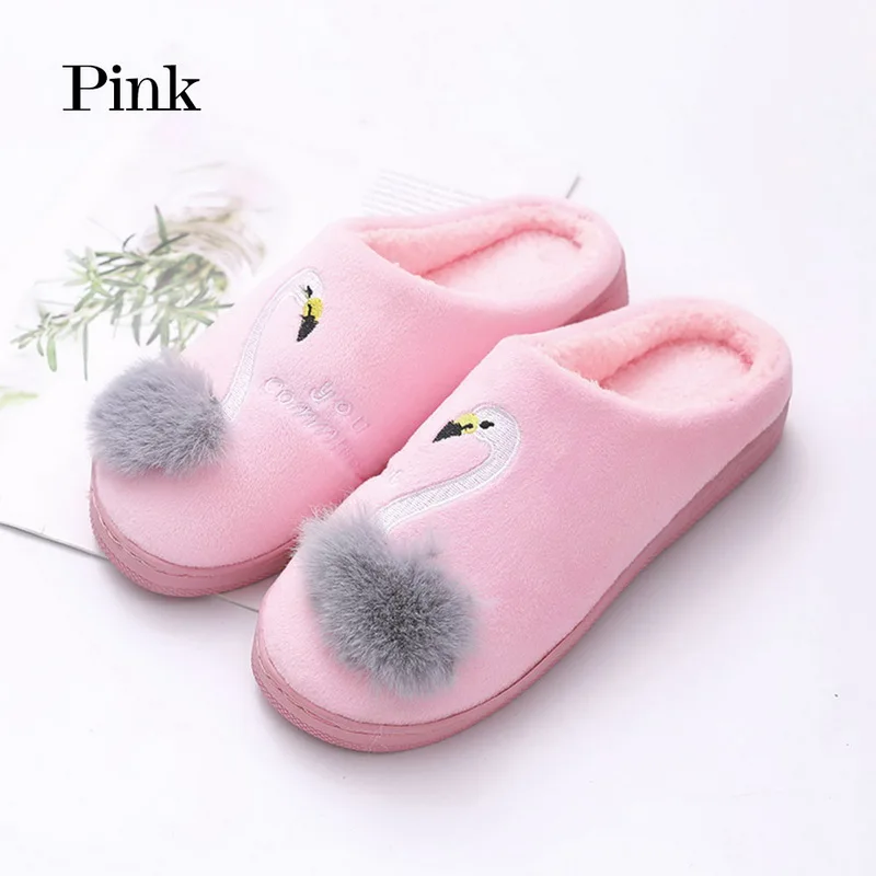 Pink 2 SHUJIN/женские зимние домашние тапочки; обувь с рисунком кота; Нескользящие мягкие зимние теплые домашние тапочки; домашние тапочки для влюбленных пар - Цвет: Pink 2