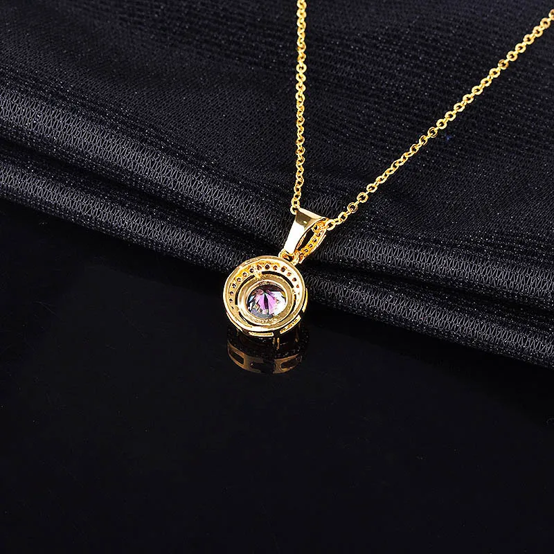 

Aneis Bagues Trendy Colour Round Choker Pendant Necklace For Women Engagement Gold Color 925 Sterling Silver Jewelry Gift