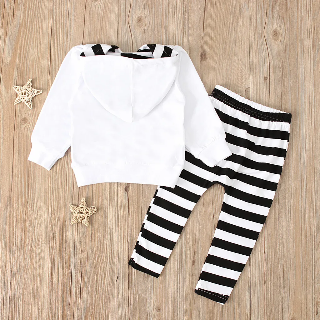 Toddler Baby Boy Girl Set Clothes Long Sleeve Nightmare Print Hooded Shirt+ Stripe Pants Costume Y813 | Детская одежда и обувь