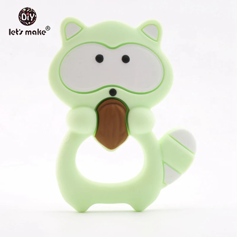 mint raccoon Детский Прорезыватель Пищевой Силиконовый грызунок в форме льва Diy пустышка цепочка Bpa бесплатно Прорезыватель игрушка для зубов Рождественская силиконовая Прорезыватель - Цвет: mint raccoon