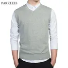 Свитер без рукавов, жилет для мужчин, осень 2020, Классический Мужской Хлопковый пуловер, свитера, жилет, Повседневный, тонкий, v-образный вырез, однотонный, Джерси, Hombre