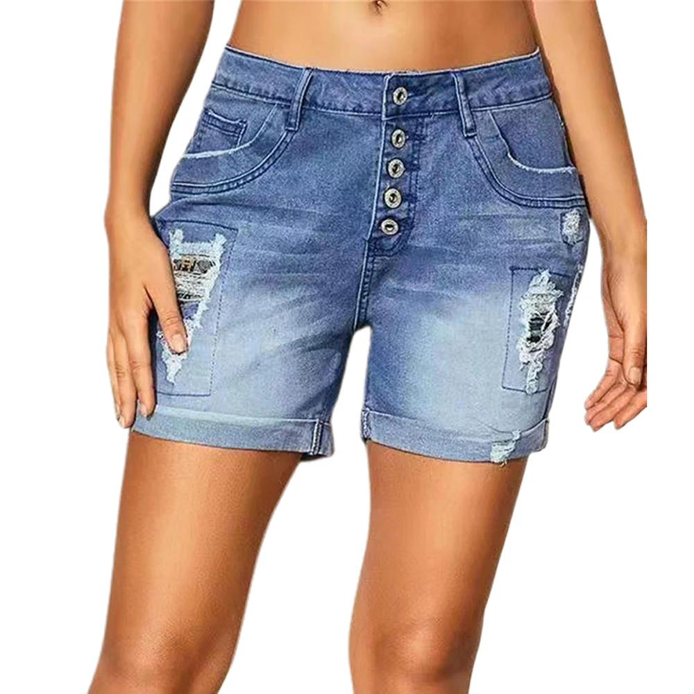 

Distressed Ripped with Pockets 2021 Shorts-high Quality Vintage Style Summer Tassel Jeans Woman Casual Commute Jeans Fashion