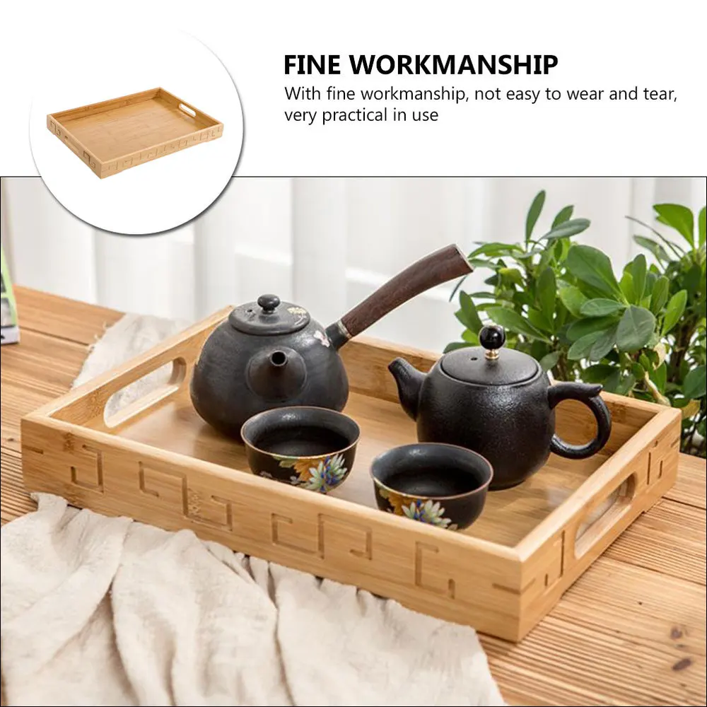 

Multifunctional Breakfast Tray Bamboo Food Serving Tray Practical Fruit Tray