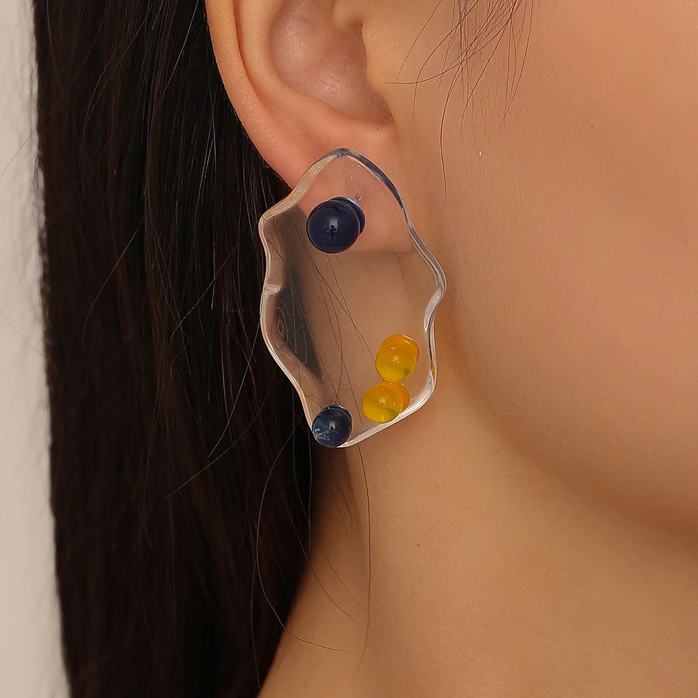

2021 New Transparent Geometric Acrylic Earrings for Women Fashion Sweet Small Fresh Irregular Pendant Drop Earrings Jewelry Gift