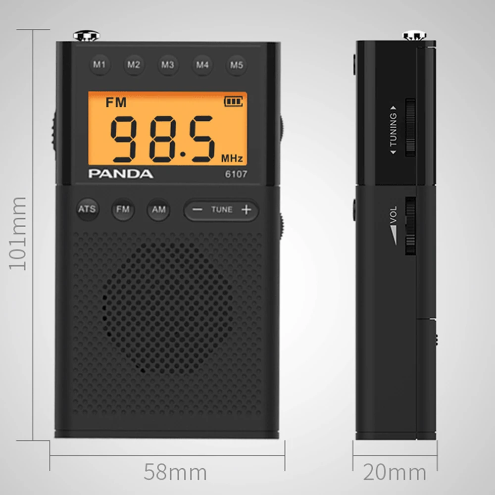 Портативный радиоприемник PANDA FM AM с наушниками лучший прием антенны Built-in Speaker