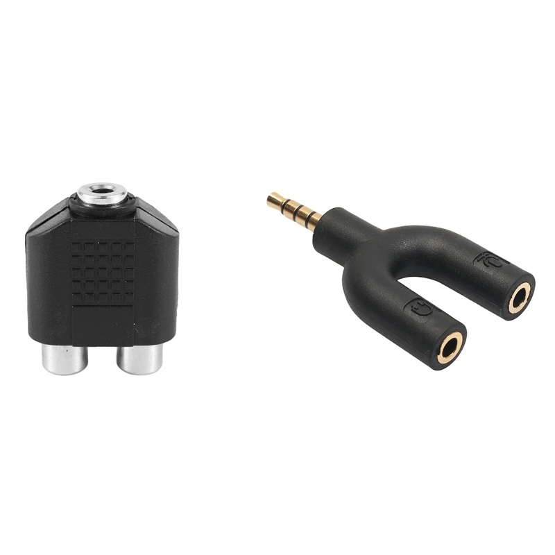 Переходник-разветвитель 3 5 мм с внутренней резьбой на двойную розетку разъемом RCA