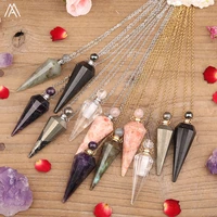 faceted gems stones pendulum perfume bottle pendant jewelry healing reiki women diffuser vial chains necklace jewelry dropship