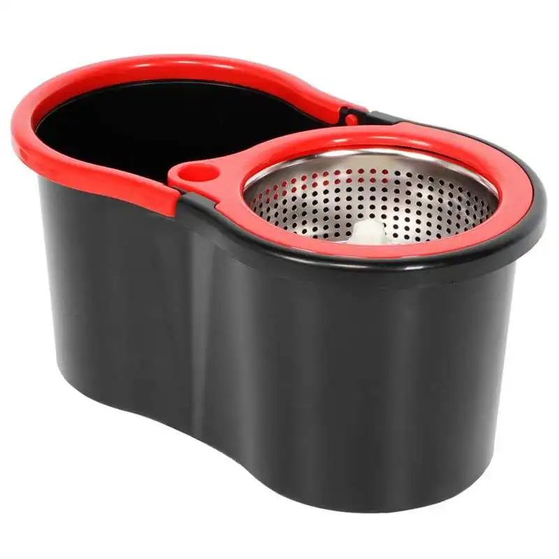 

Stainless Steel Spin Mop with Bucket Rod 2 Fiber Heads Set Easy Wring Cleaning System Spin Dry Mop Washable Floor Clean