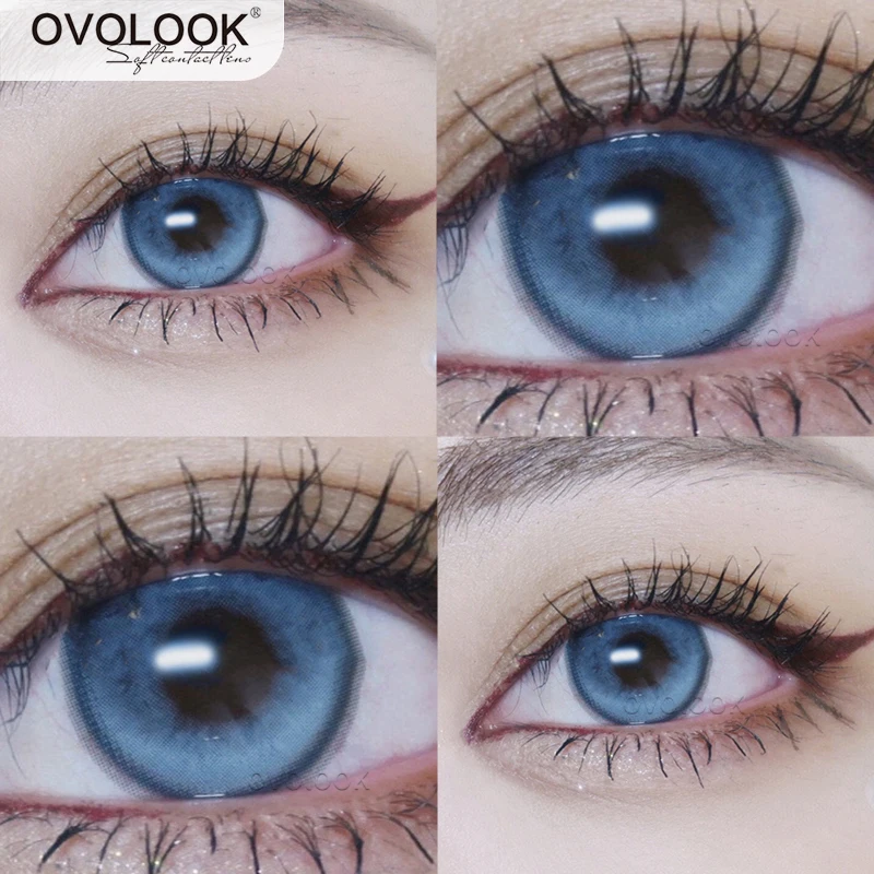 ovolook 2pcspair natural color lens eyes yearly use blue prescription colored contact lenses for eyes beauty cosmetic lens 14mm free global shipping