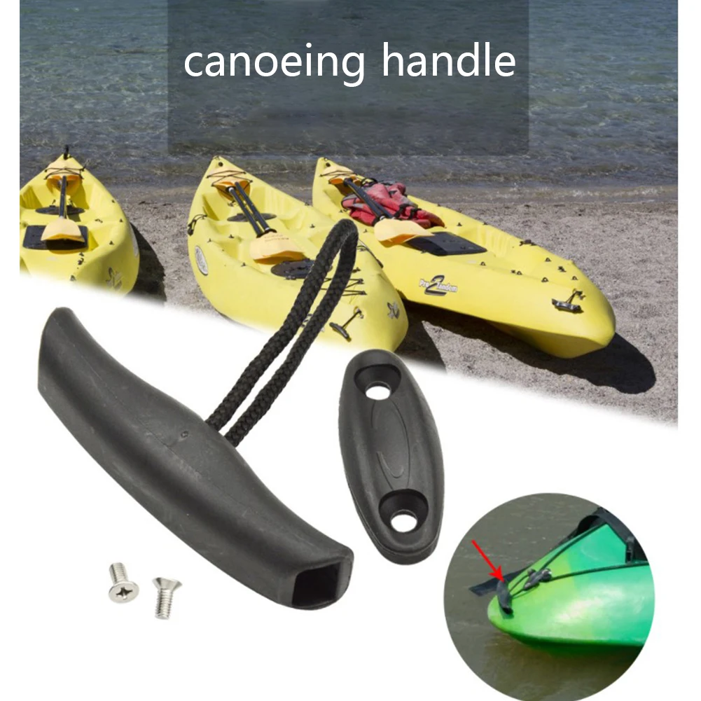 

Kayak Handles Canoe Pull Handles Boat Front Rear Carrying Handle Grip With Rope For Dinghy Marine Boat Kayak Canoe Black 2PCS