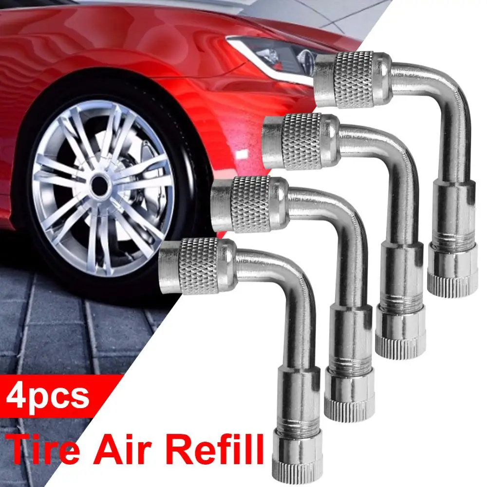 

4Pcs Motorcycle Metal 90 Degree Tyre Valve Extension Adaptor for Car Motorcycle Bike Scooter 4 Pack Universal Extenders