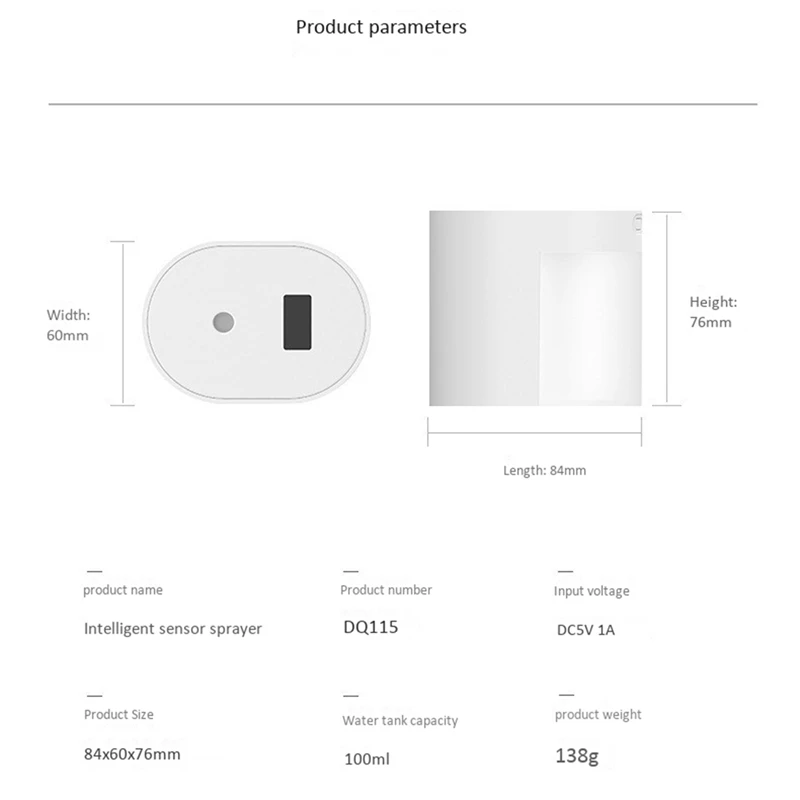 

Automatic Induction Sprayer Infrared Induction Contactless Alcohol Sprayer Nano Atomization Built-in 2000Mah Battery